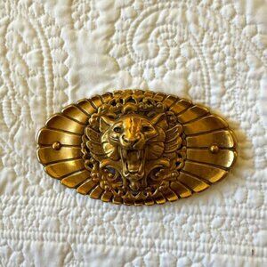 vintage brass lion head buckle belt